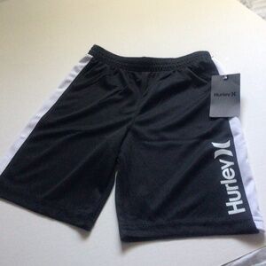 Gym Shorts!! Hurley Kids Black Athletic Shorts with White Stripe Size 7